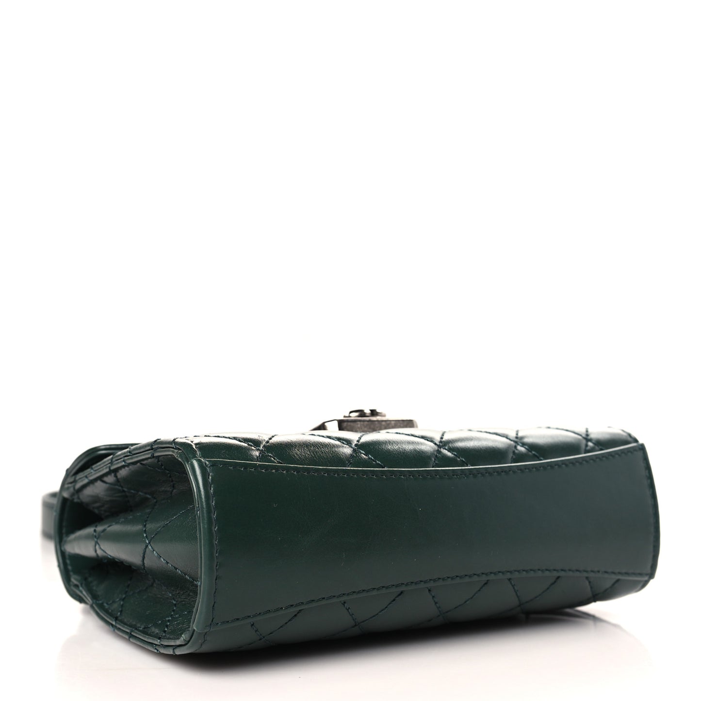 Shiny Calfskin Quilted Mad About Quilting Mini Flap Dark Green