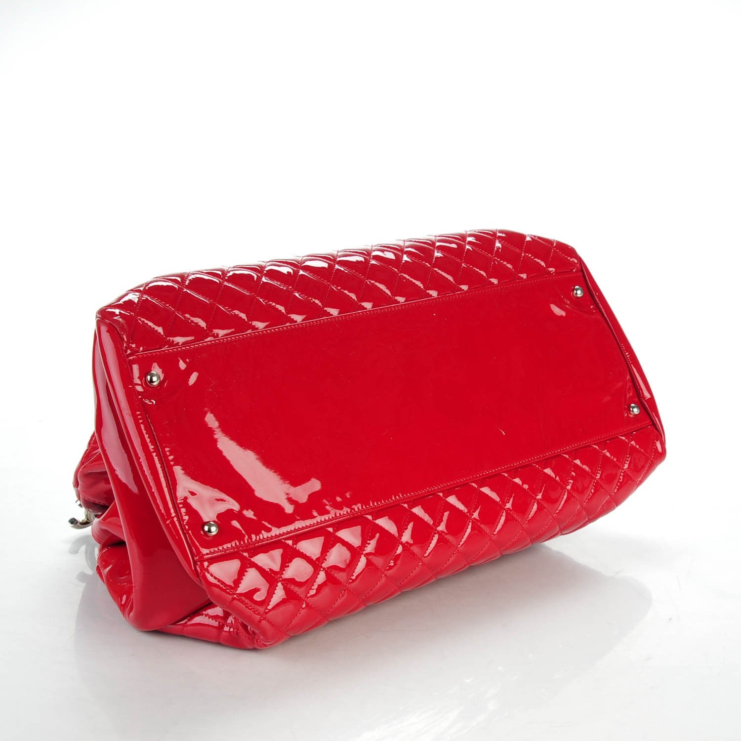 Chanel Patent Quilted Large Just Mademoiselle Bowling Bag Red 4 of 10