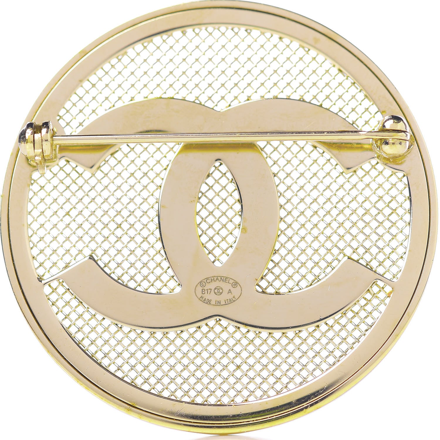 Chanel Mesh Circle CC Brooch Gold 3 of 3