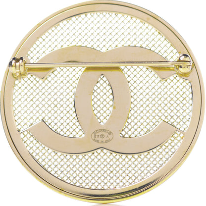 Chanel Mesh Circle CC Brooch Gold 3 of 3