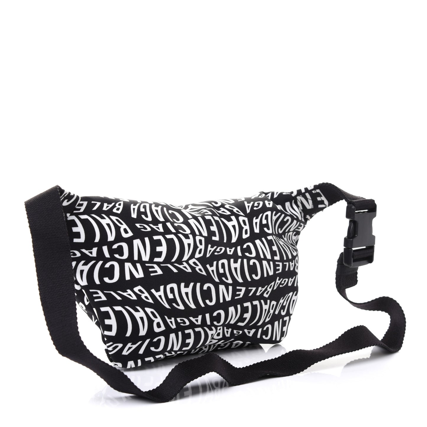 Nylon Wave Logo Print Wheel Beltpack Black White