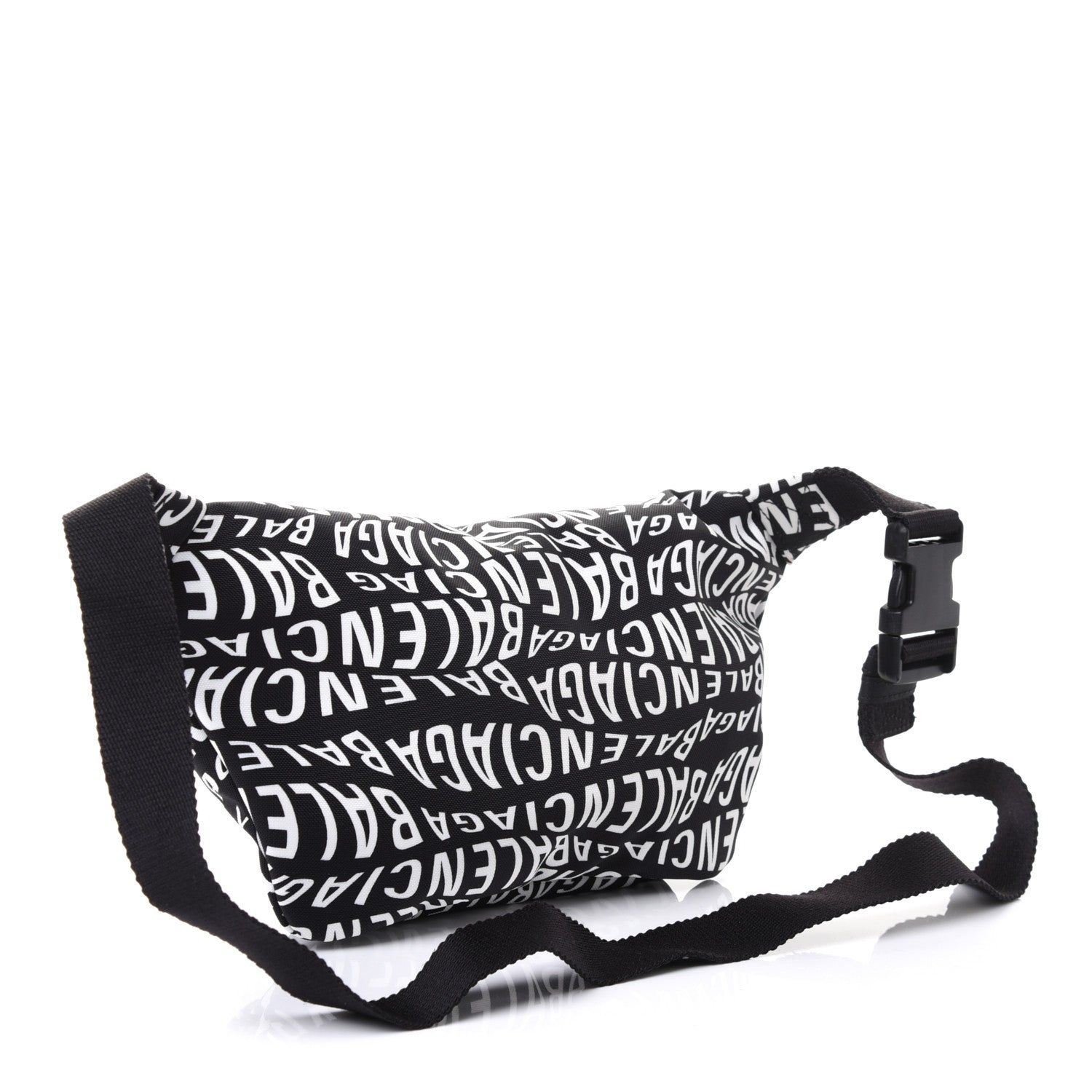 Balenciaga Nylon Wave Logo Print Wheel Beltpack Black White 2 of 4