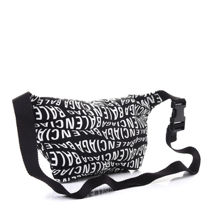 Balenciaga Nylon Wave Logo Print Wheel Beltpack Black White 2 of 4