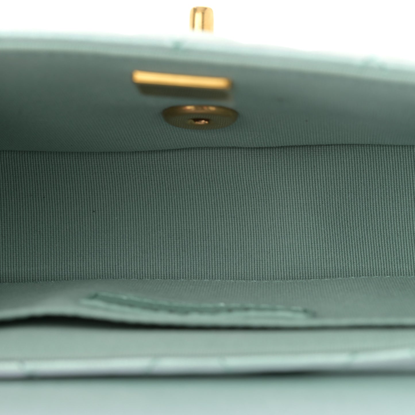 Iridescent Lambskin Quilted Baywatch Top Handle Flap Light Blue