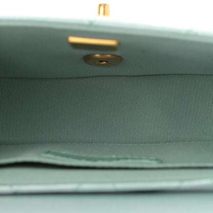 Chanel Iridescent Lambskin Quilted Baywatch Top Handle Flap Light Blue 5 of 12