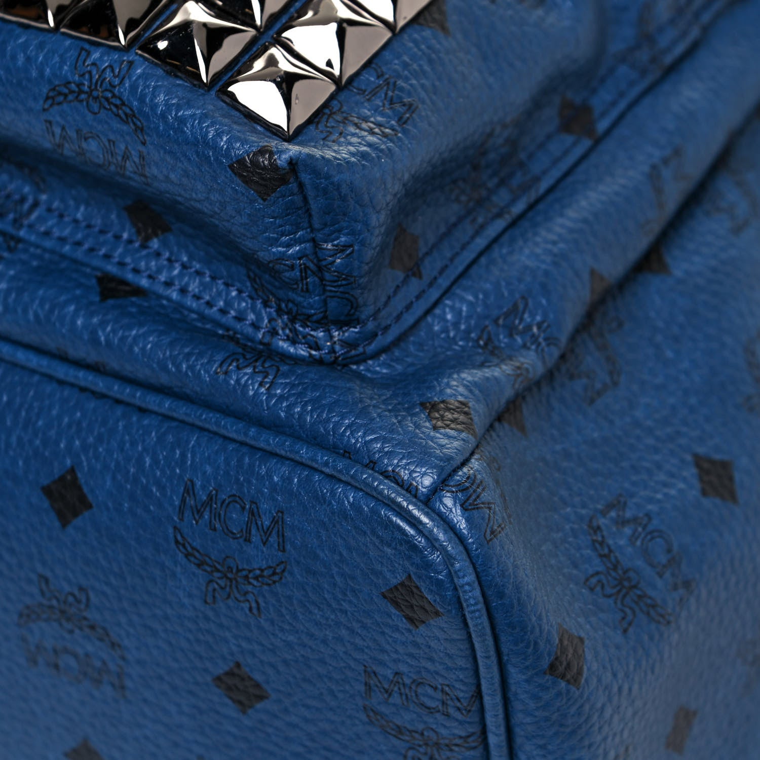 MCM Visetos Studded Medium Stark M Backpack Munich Blue 9 of 11