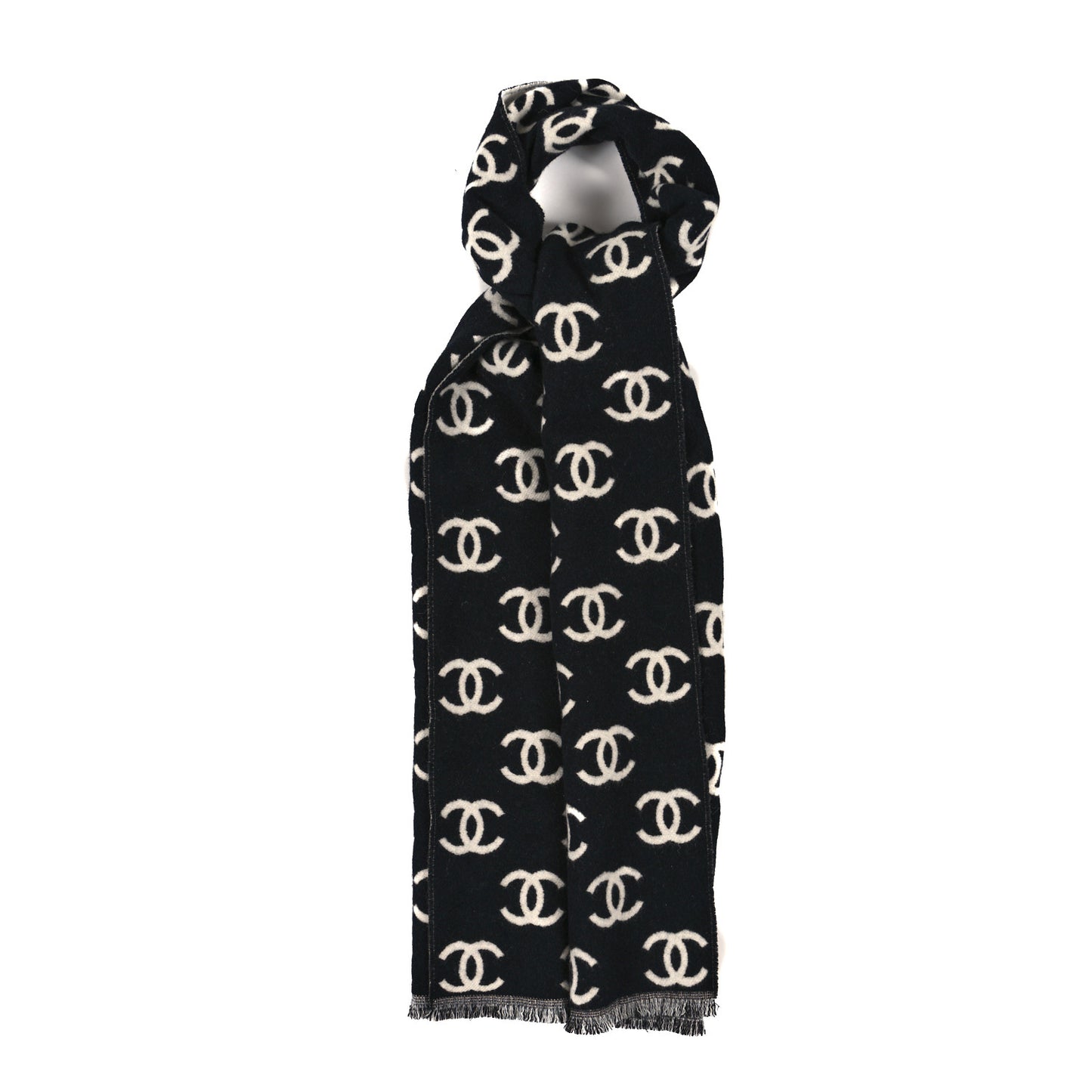 Wool Cashmere CC Scarf Black White