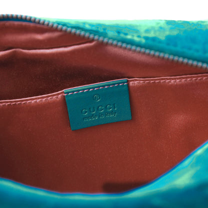 Gucci Velvet Matelasse Small GG Marmont Chain Shoulder Bag Pavone Cyan 10 of 11