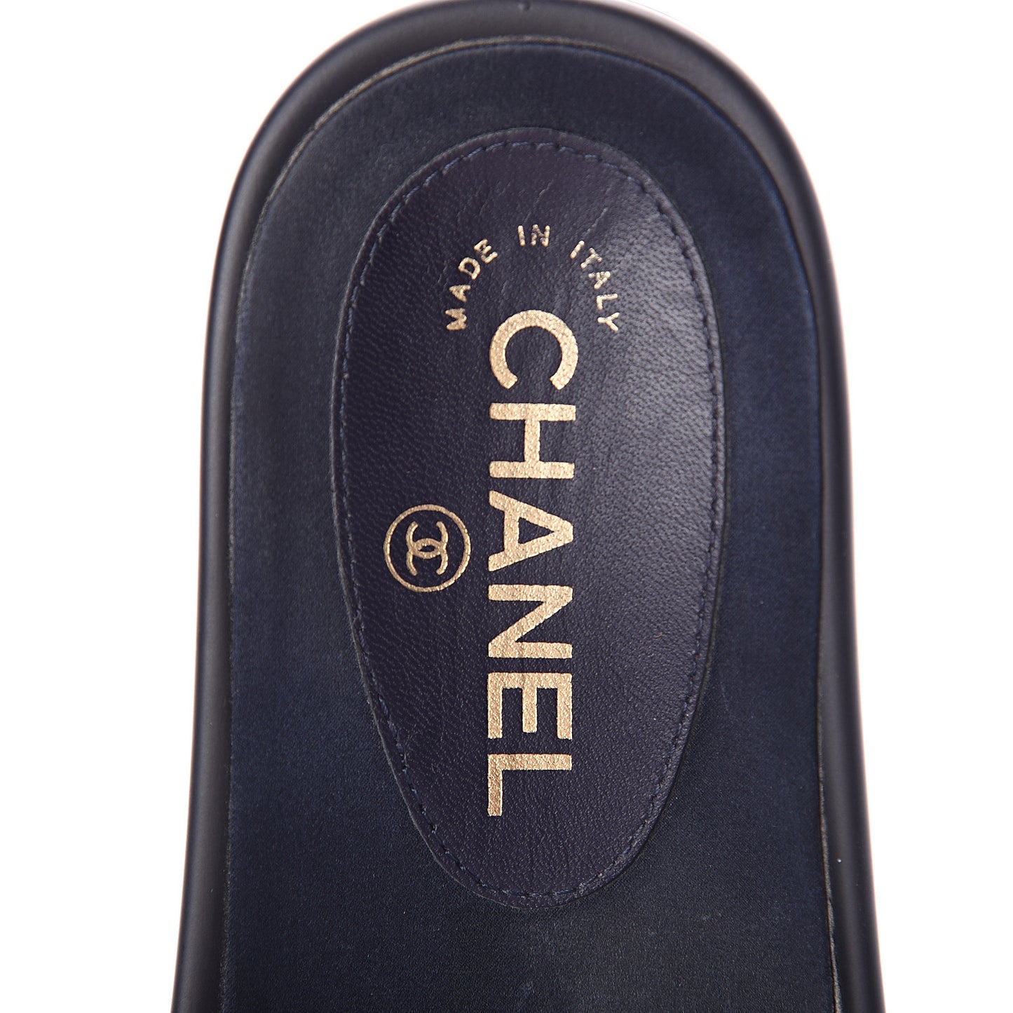 Canvas Chain Flat Sandals 36 Marine