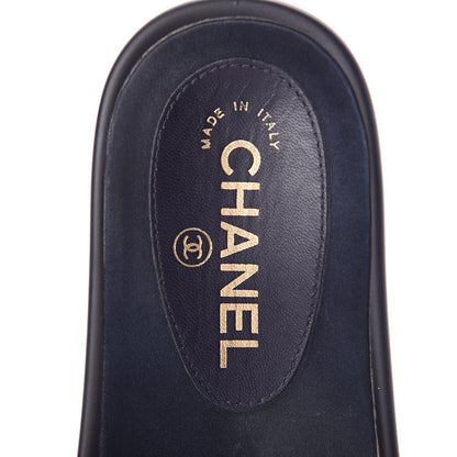 Chanel Canvas Chain Flat Sandals 36 Marine 6 of 7