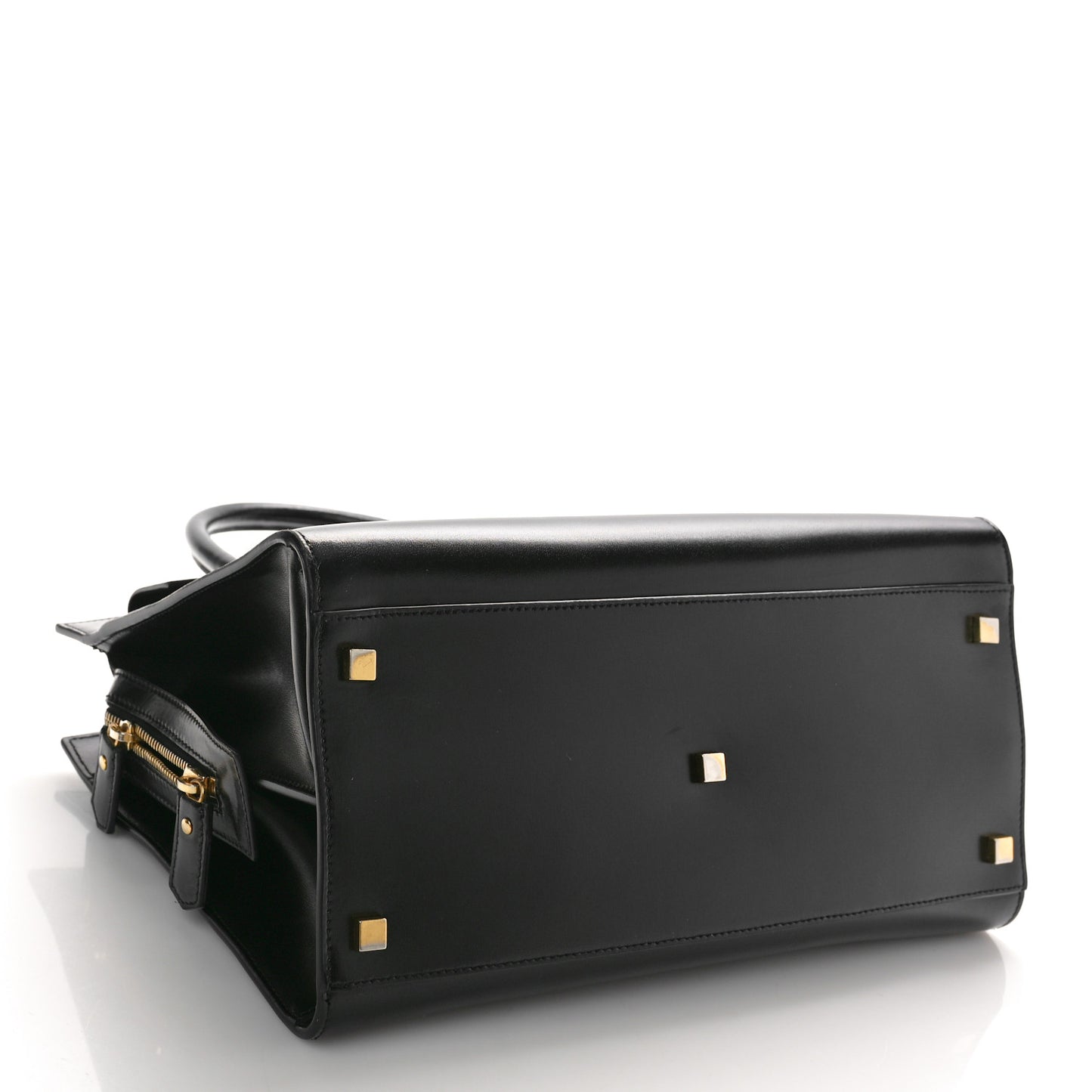Shiny Calfskin Medium Uptown Tote Black