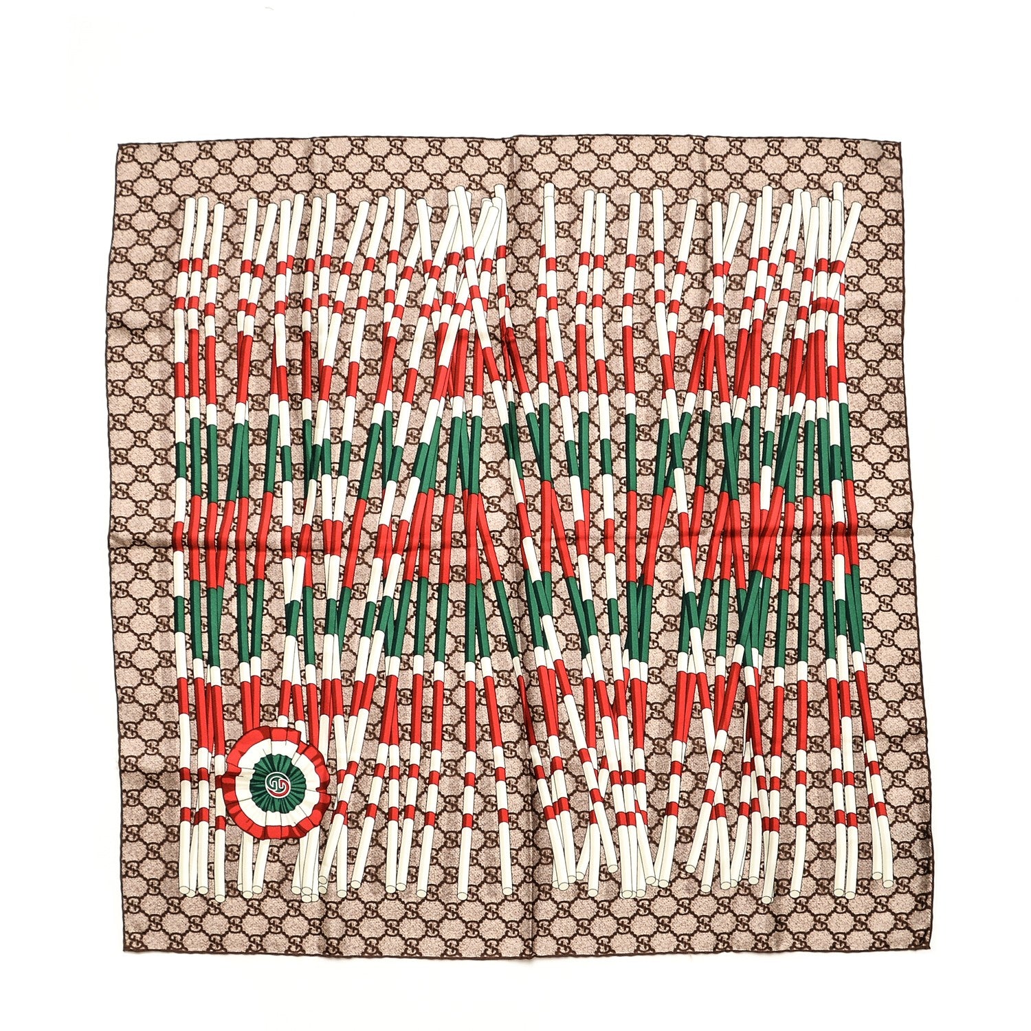 Gucci Silk Monogram Square Scarf Brown 1 of 5