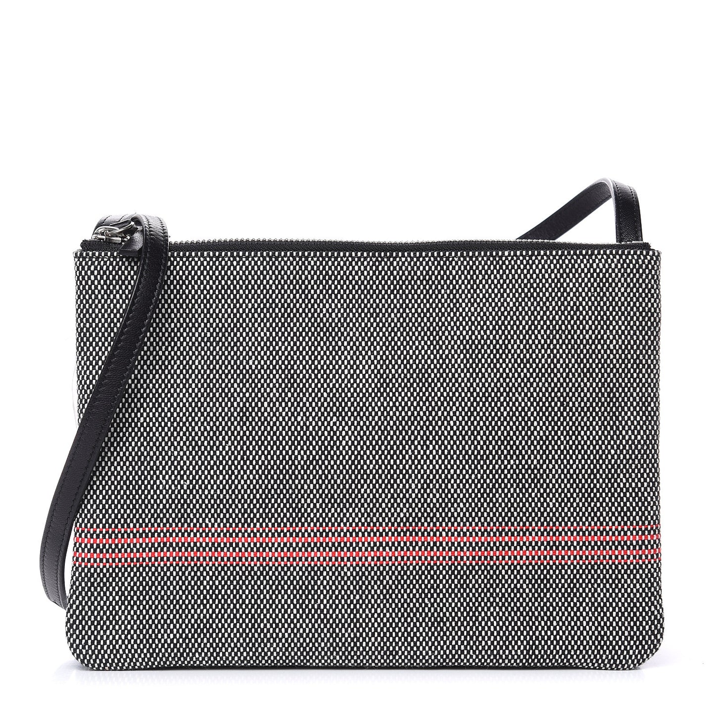 Cotton Canvas Large Trio Crossbody Bag Black White
