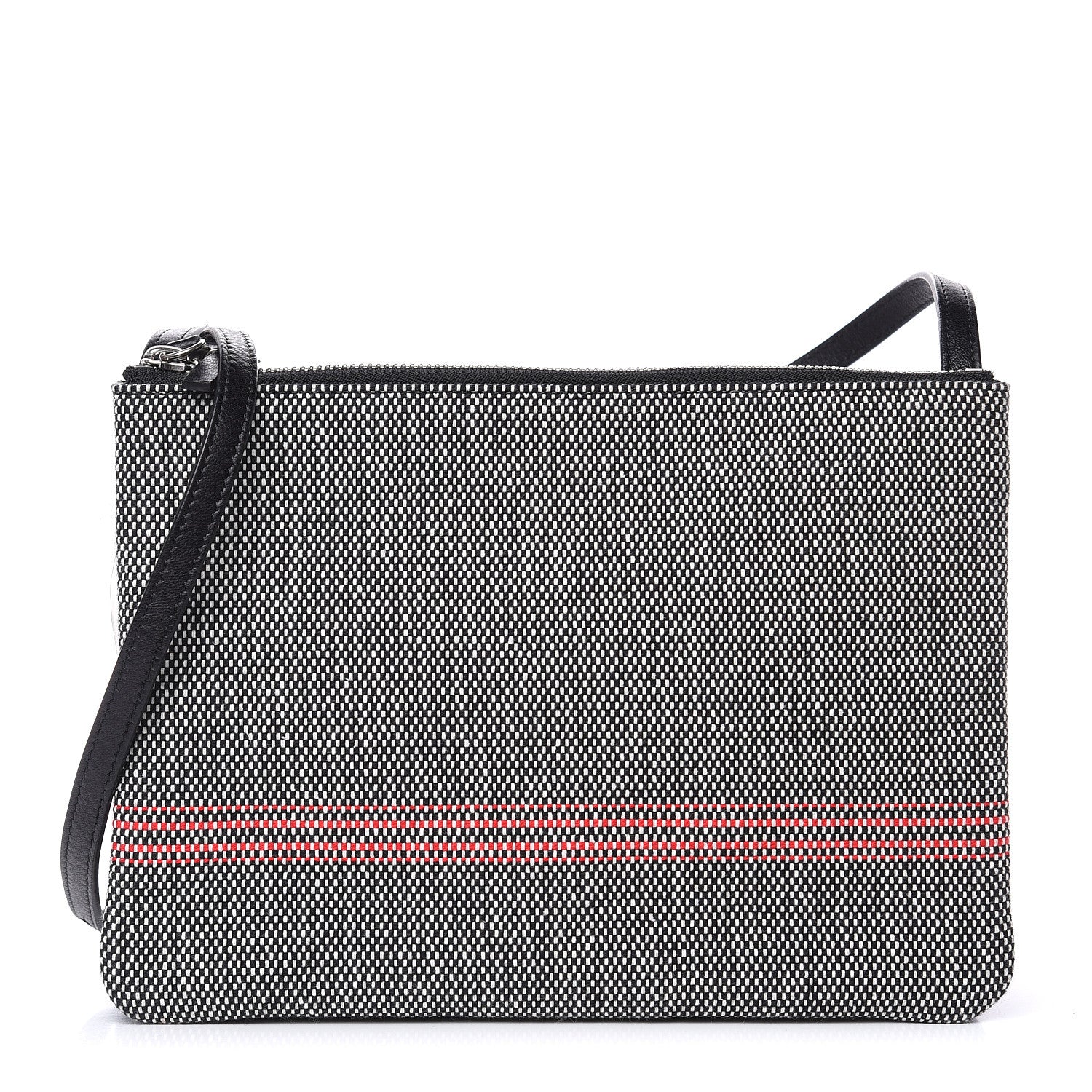 Celine Cotton Canvas Large Trio Crossbody Bag Black White 1 of 10