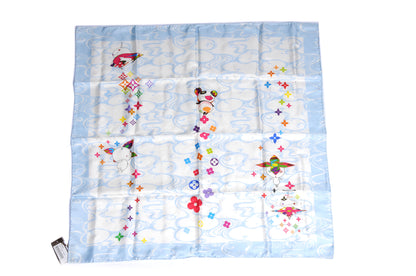 Louis Vuitton Silk Murakami Multicolor Boyfriend Wave Scarf Blue 2 of 4