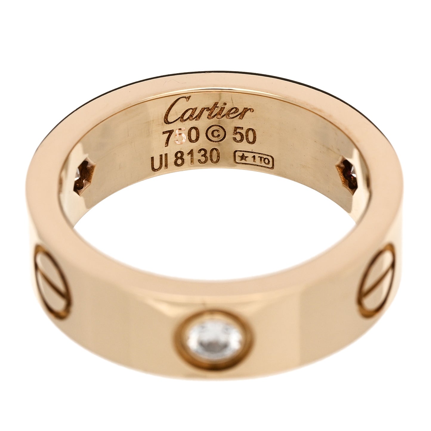 18K Pink Gold 3 Diamond 5.5mm LOVE Ring 50 5.25