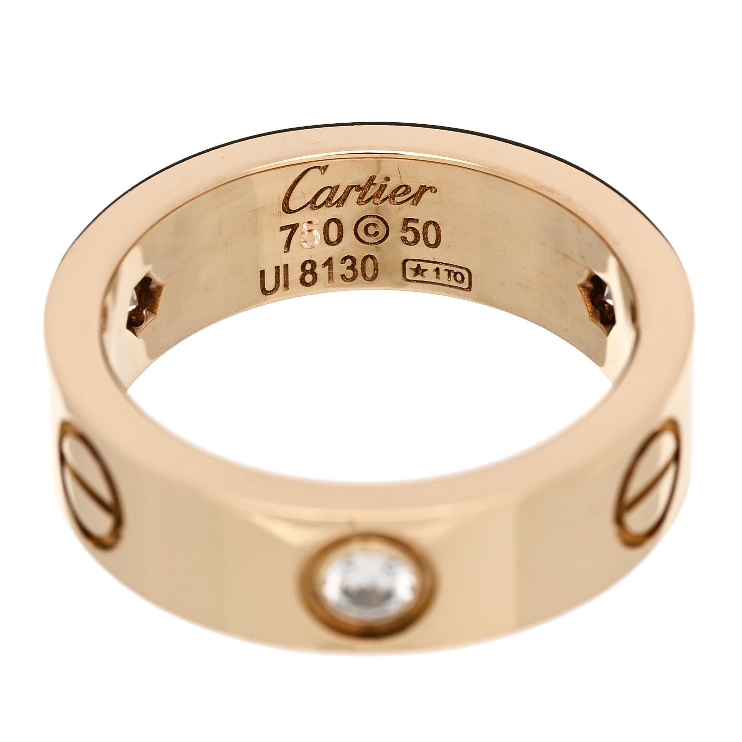 Cartier 18K Pink Gold 3 Diamond 5.5mm LOVE Ring 50 5.25 4 of 5
