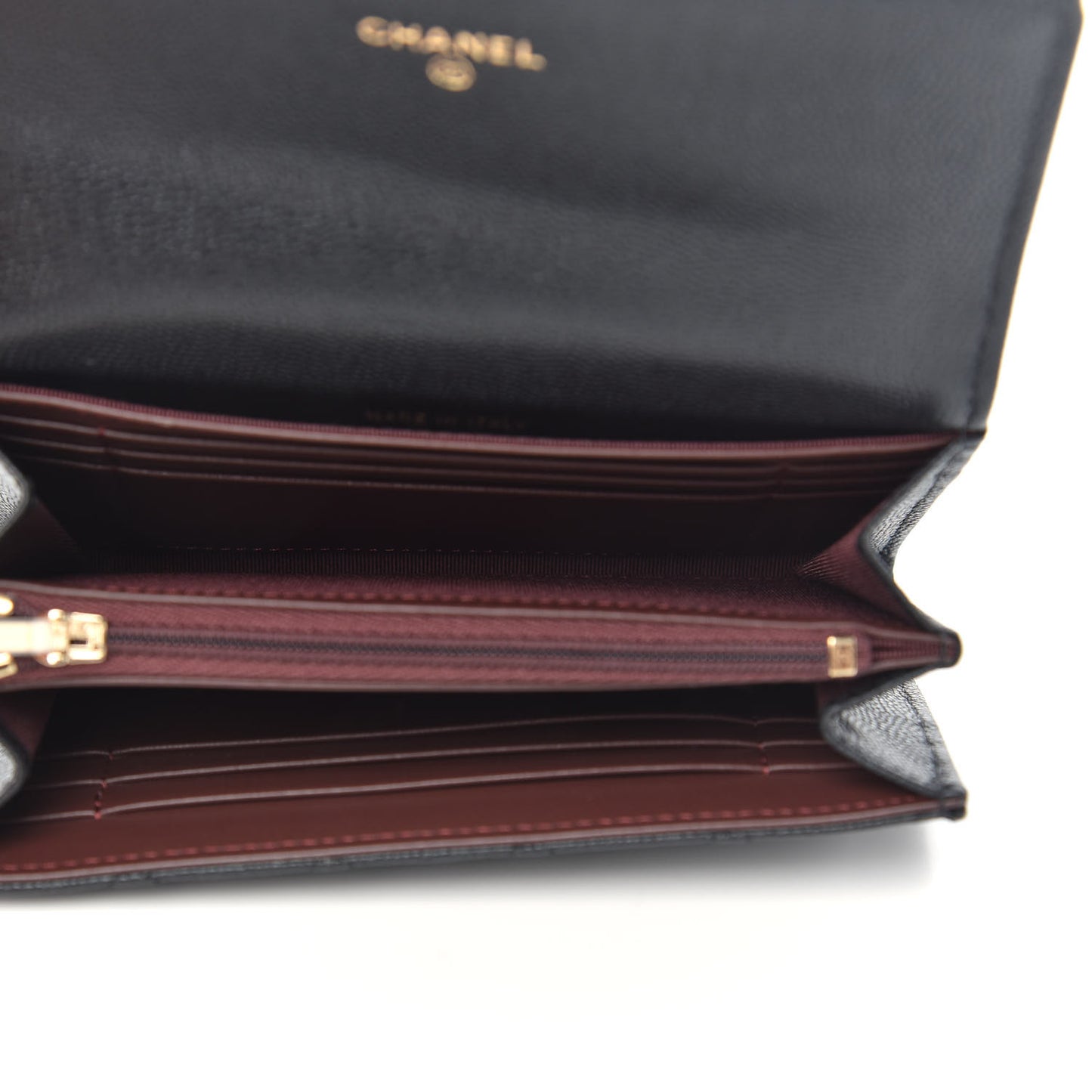 Caviar Quilted Medium Flap Wallet Black