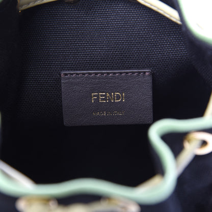 Fendi Canvas Vitello Century F is Fendi Psychedelic Flowers Embroidered Mini Mon Tresor Bucket Bag Verde Mandorlo Multicolor 5 of 8