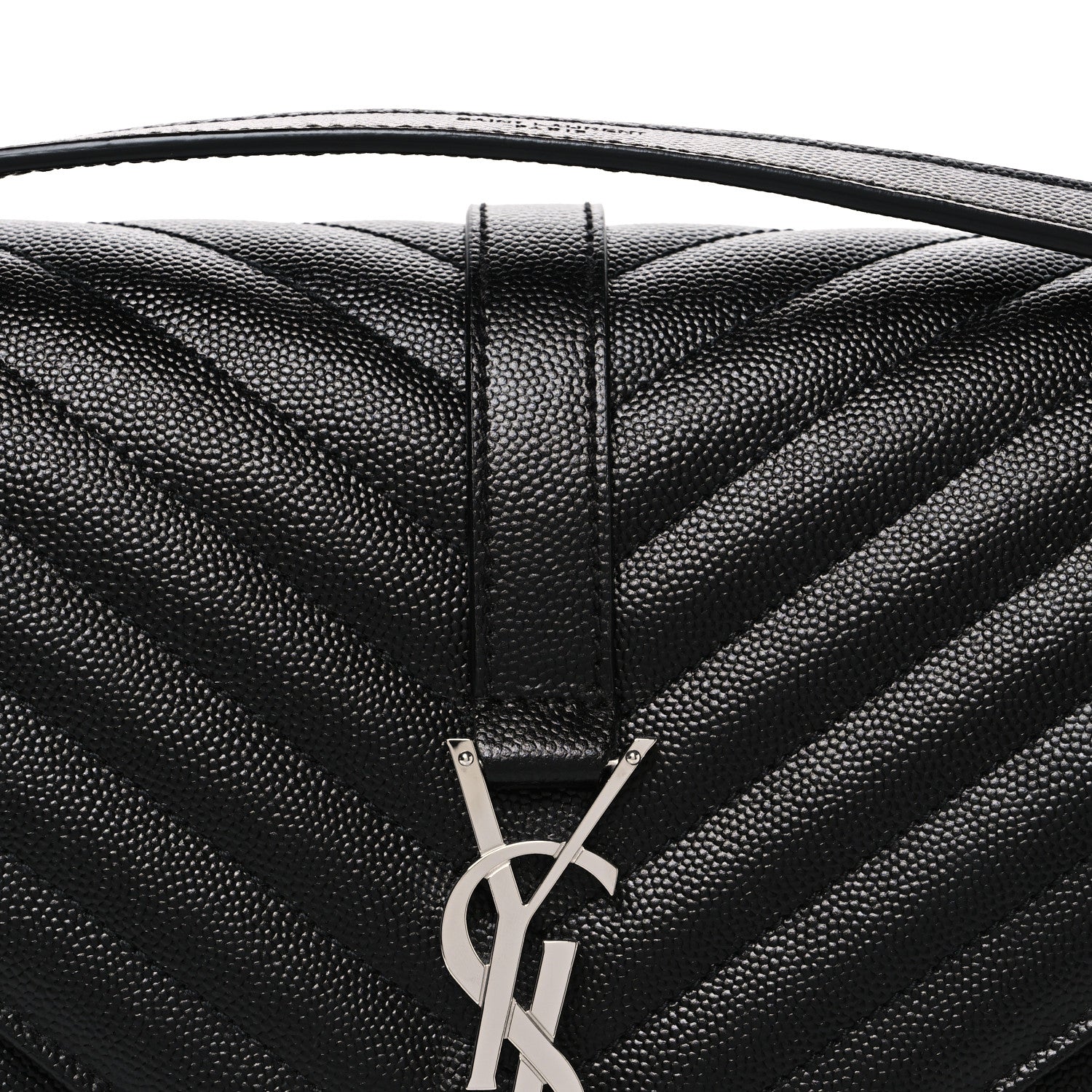 Saint Laurent Grain De Poudre Textured Mixed Matelasse Large Triquilt Monogram Satchel Black 8 of 10