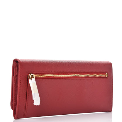 Prada Saffiano Metal Continental Flap Wallet Fuoco 3 of 9