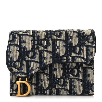 Christian Dior Oblique Saddle 5-Gusset Card Holder Blue 1 of 8