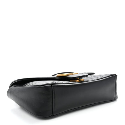 Gucci Calfskin Matelasse Small GG Marmont Shoulder Bag Black 4 of 11
