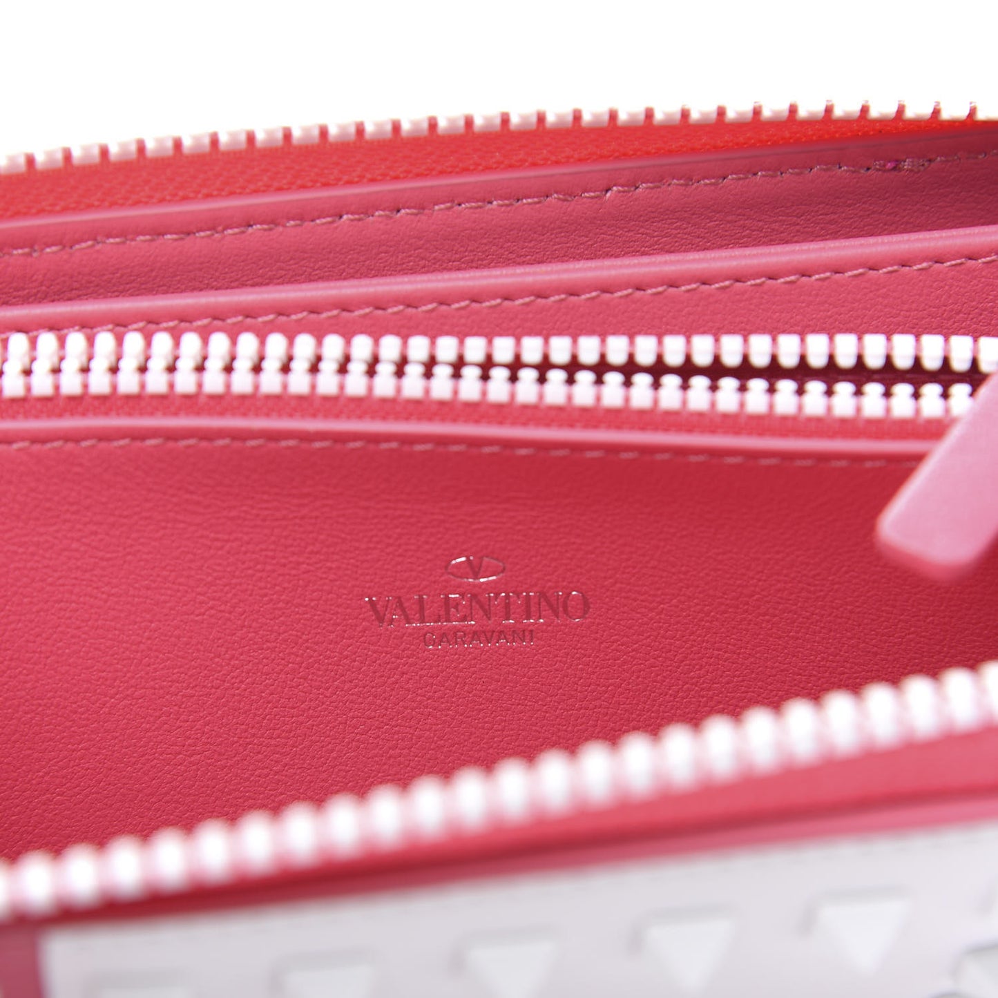 Vitello Colorblock Free Rockstud Zip Around Wallet Shadow Pink White