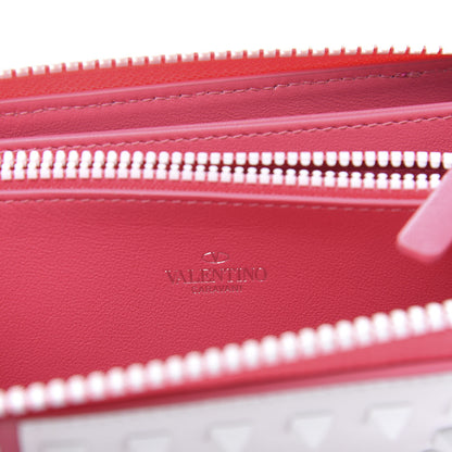 Valentino Garavani Vitello Colorblock Free Rockstud Zip Around Wallet Shadow Pink White 12 of 13