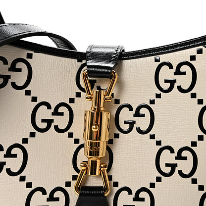 Gucci Azalea Calfskin GG Monogram Bi-Color Debossed Small Jackie 1961 Hobo Mystic White Black 8 of 10
