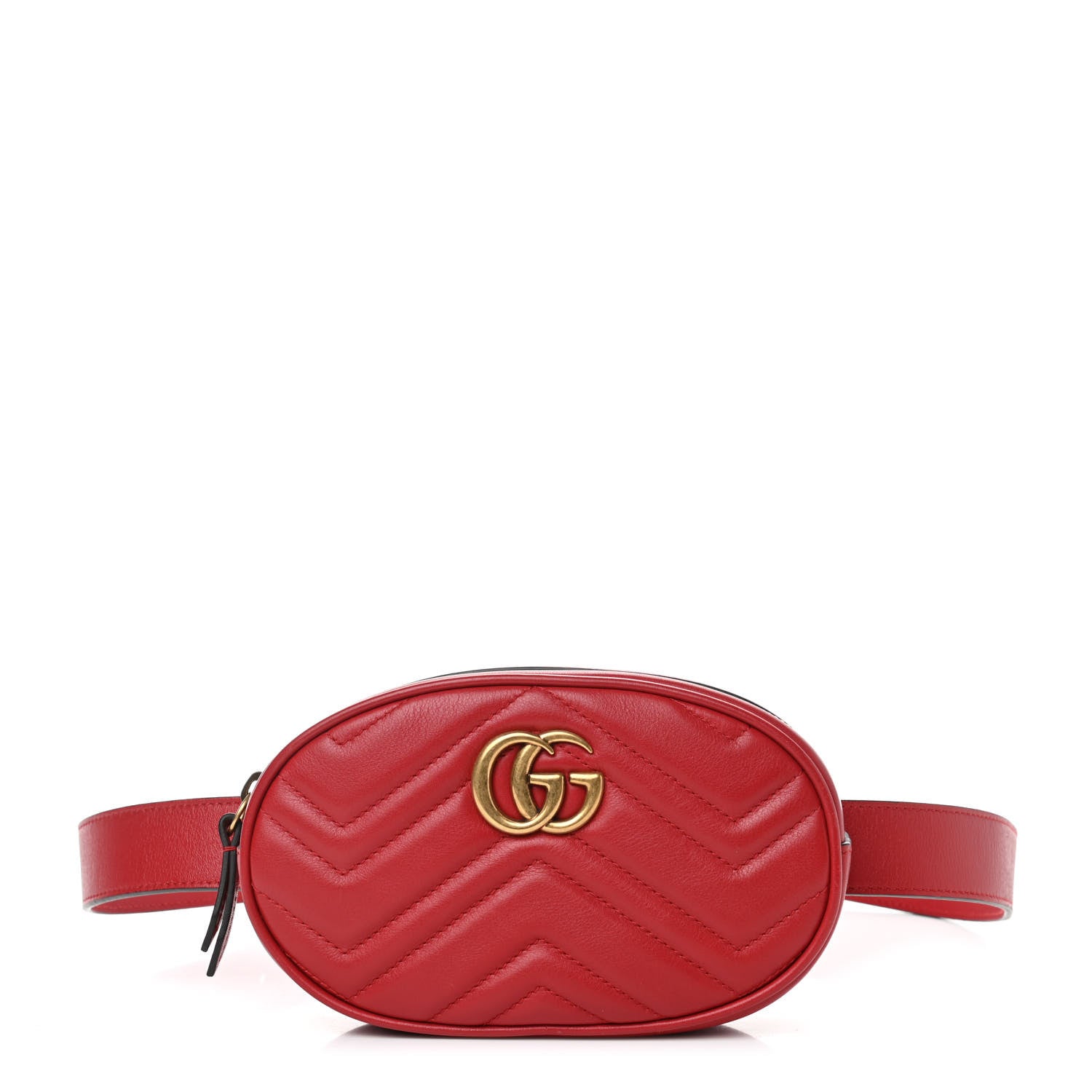 Gucci Calfskin Matelasse GG Marmont Belt Bag 95 38 Hibiscus Red 1 of 4