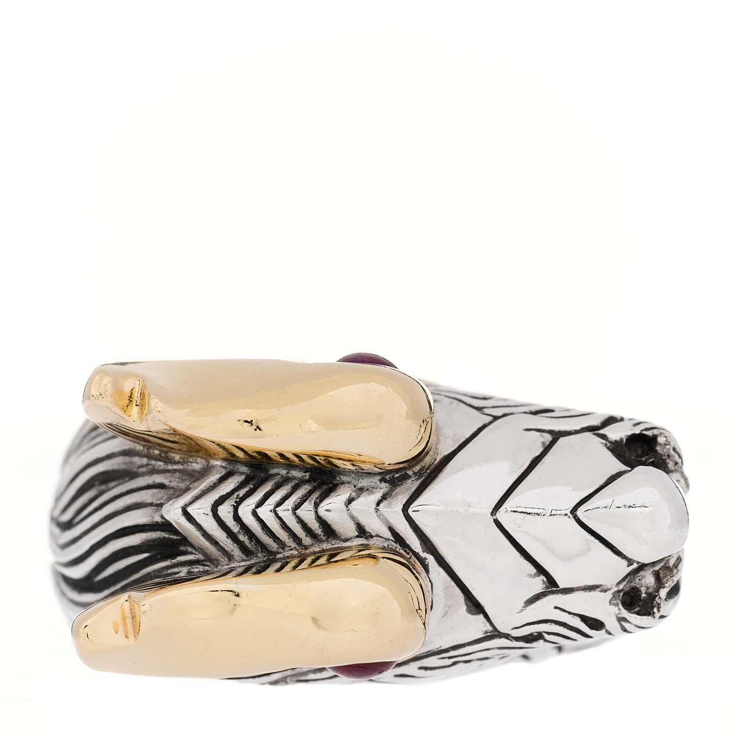 John Hardy Sterling Silver 18K Yellow Gold Ruby Naga Dragon Head Ring 54 7 3 of 6