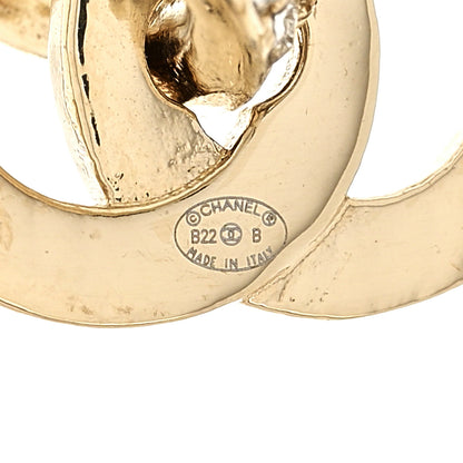 Chanel Crystal Pearl CC Door Knocker Hoop Earrings Gold Pearly White 3 of 4