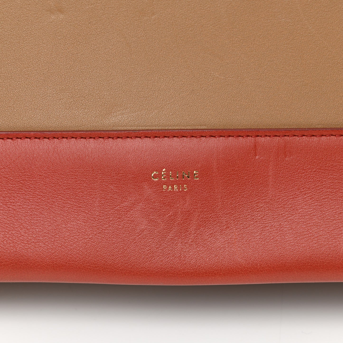 Shiny Smooth Calfskin Medium Frame Shoulder Bag Red Tan