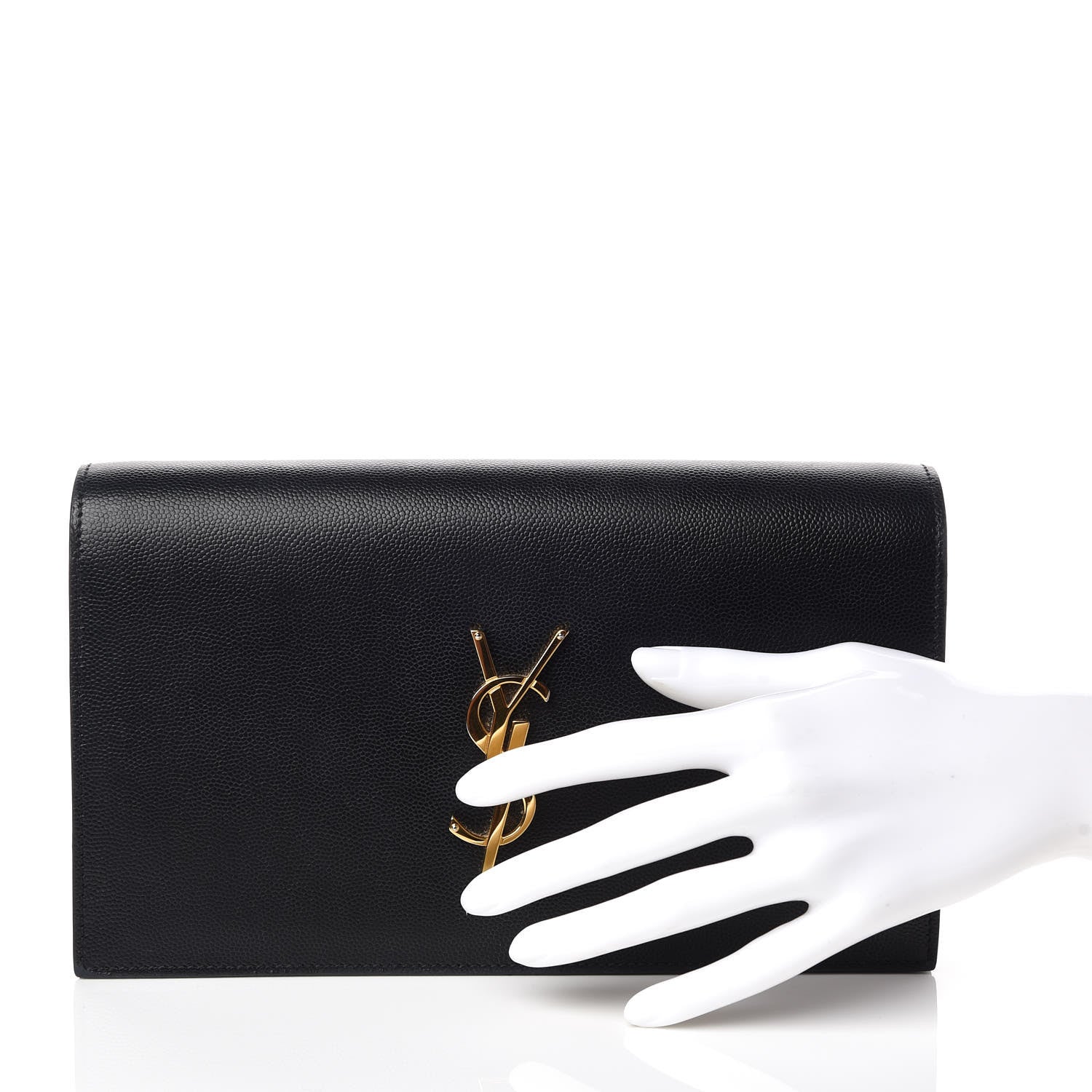 Saint Laurent Grain De Poudre Classic Monogram Kate Clutch Black 2 of 8