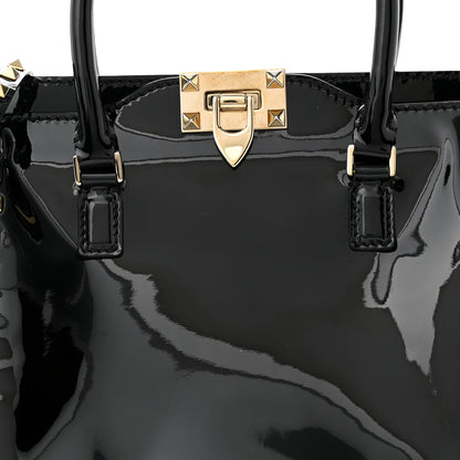 Valentino Garavani Patent Small Rockstud Double Handle Tote Black 7 of 11