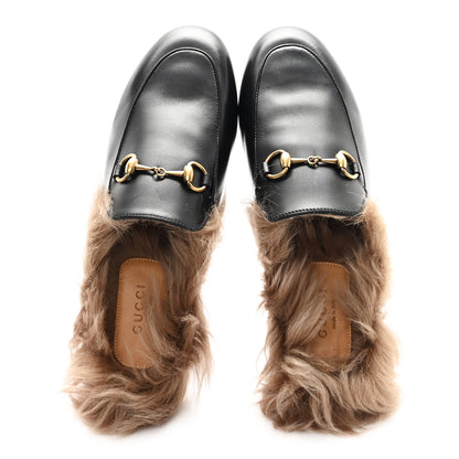 Gucci Calfskin Fur Womens Princetown Slippers 36 Black 2 of 9