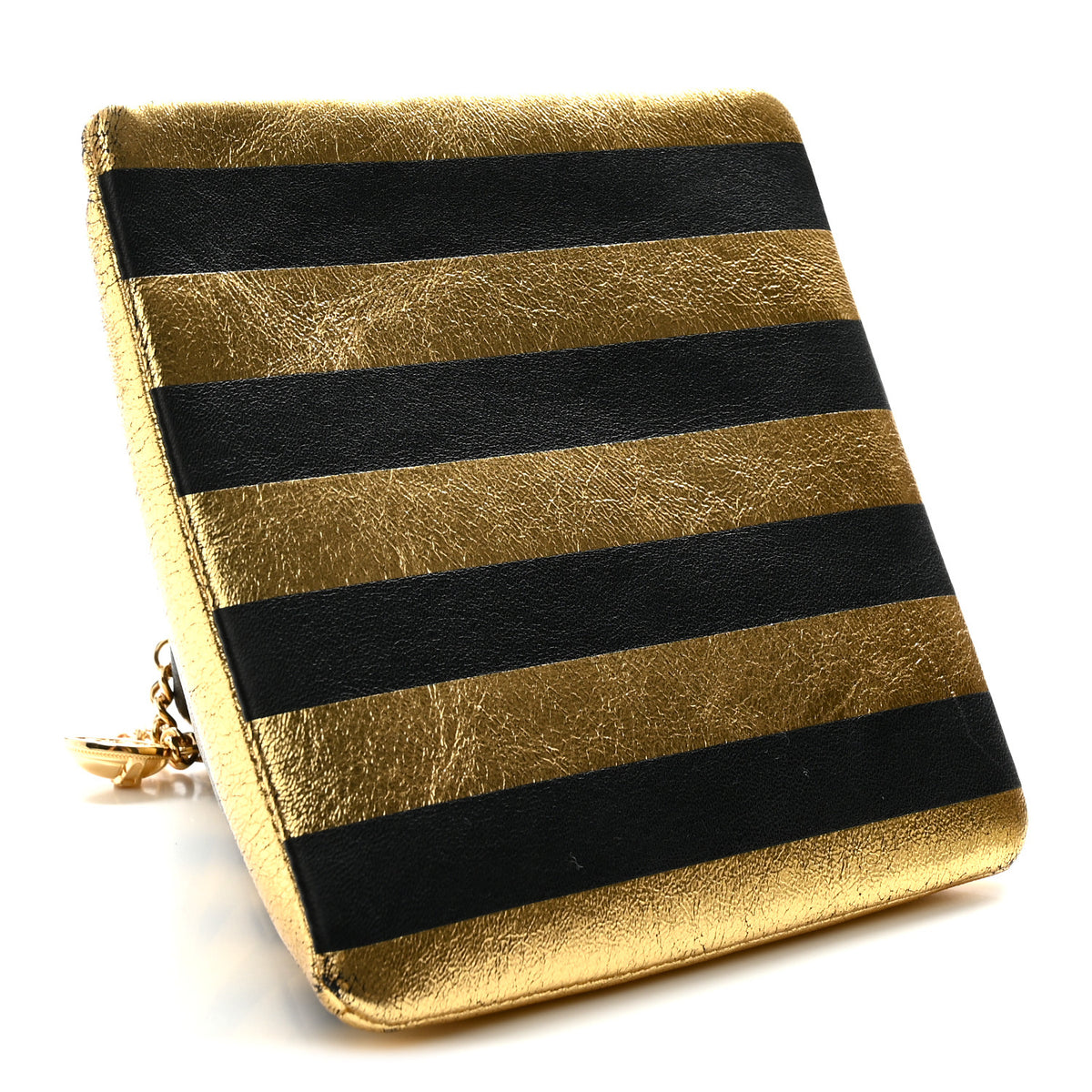 Metallic Lambskin CC Kheops Pyramid Bag Gold Black