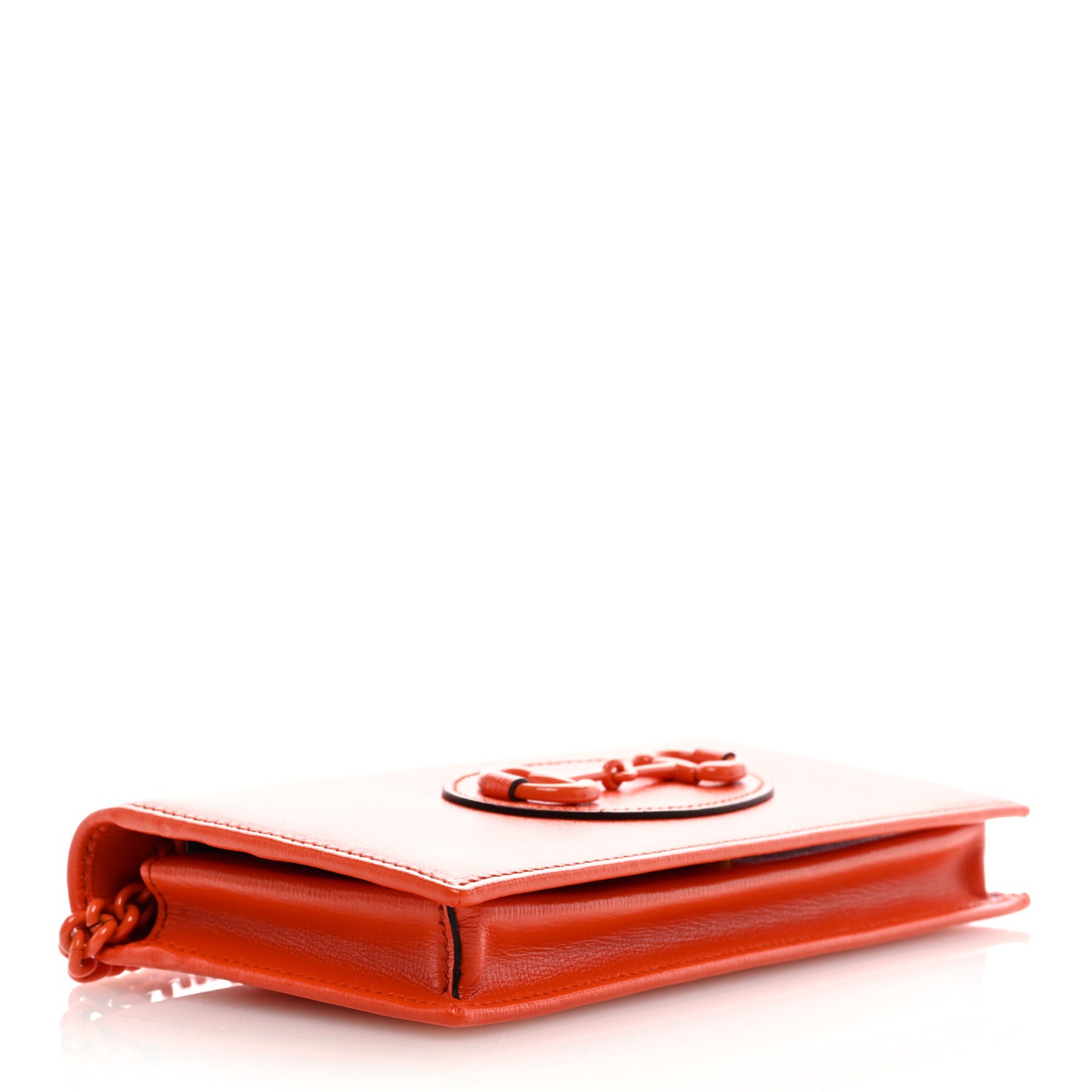 Azalea Calfskin Enamel Horsebit 1955 Wallet On Chain Deep Orange