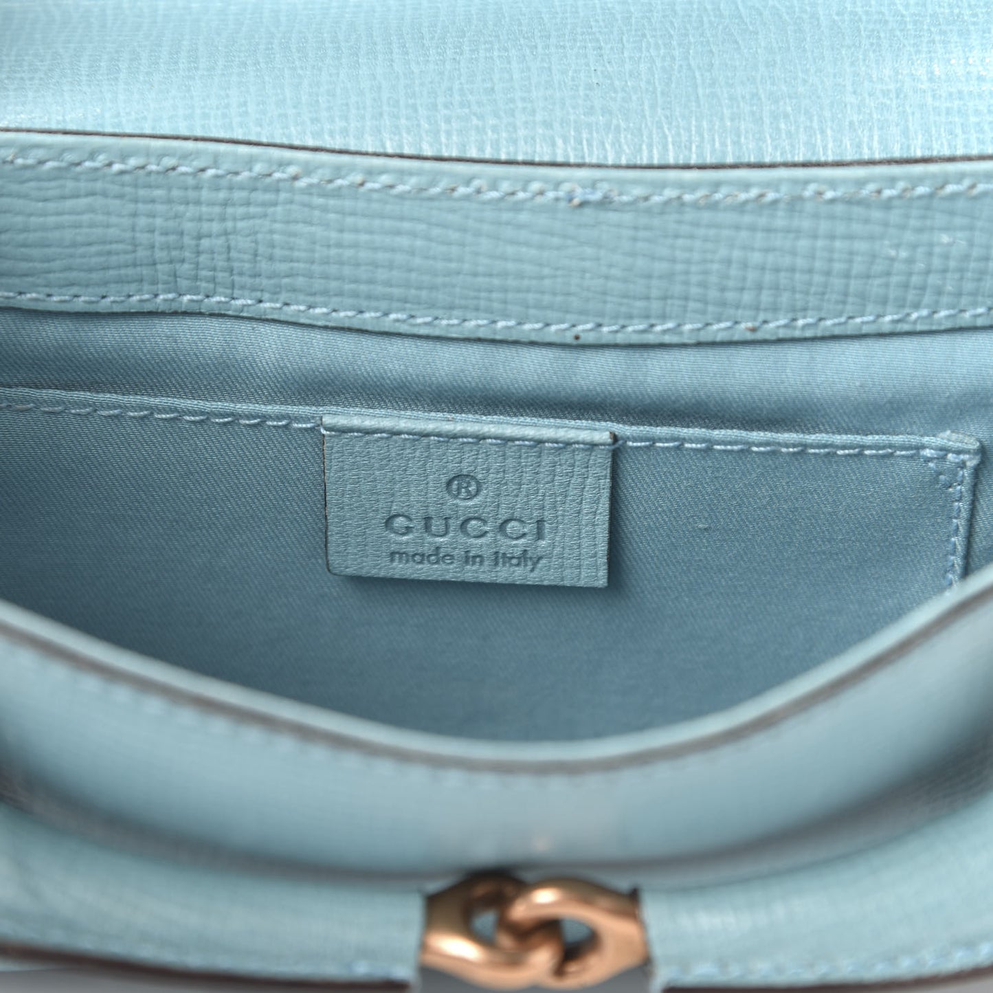 Textured Calfskin Horsebit Chain Clutch Turquoise