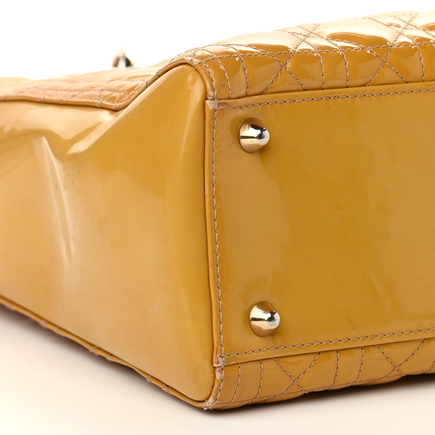 Patent Cannage Large Lady Dior Yellow