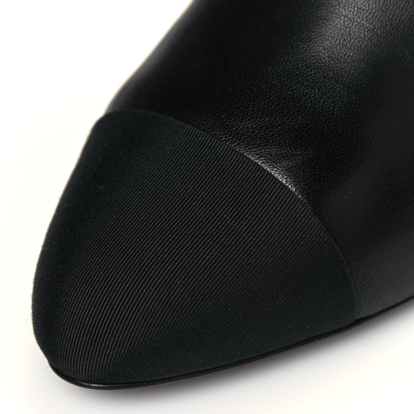 Lambskin Grosgrain Cap Toe Short Ankle Boots 41 Black
