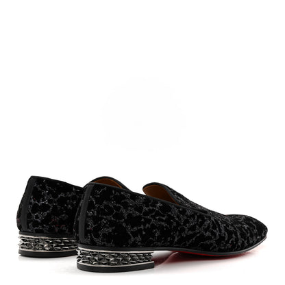Christian Louboutin Velvet Glitter Mens Dandyrocks Flat Loafers 44 Black 5 of 8