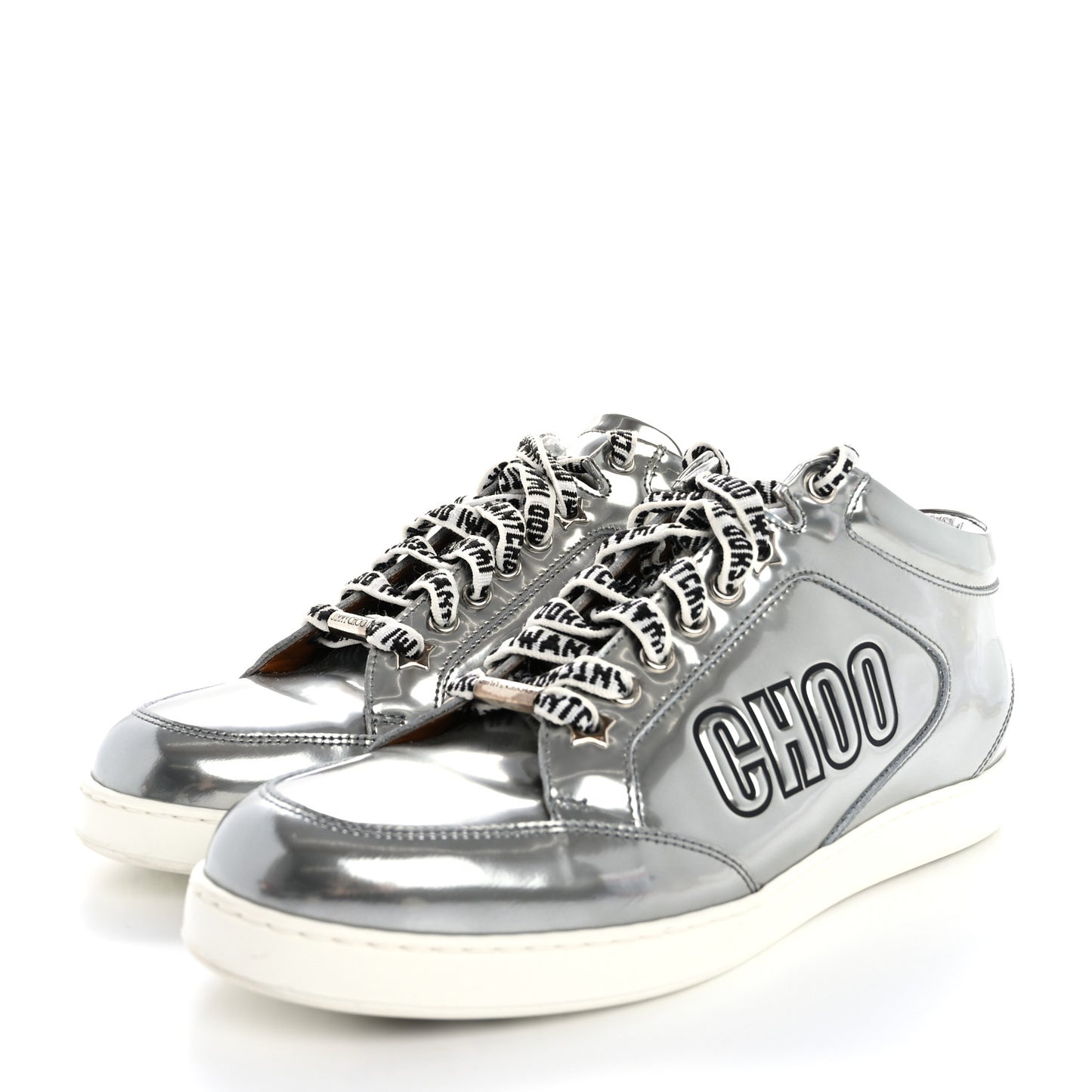 Liquid Mirror Calfskin Embossed Miami Sneaker 39 Silver Black