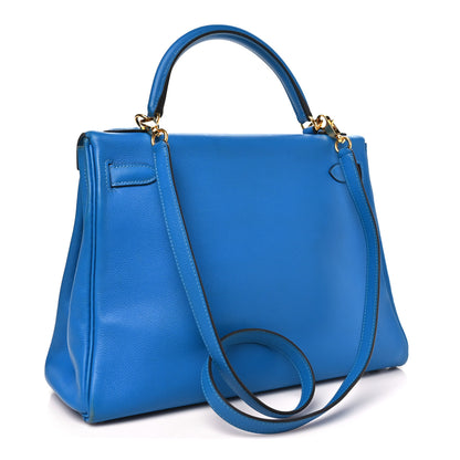 Hermes Evercolor Kelly Retourne 32 Bleu Zanzibar 3 of 13