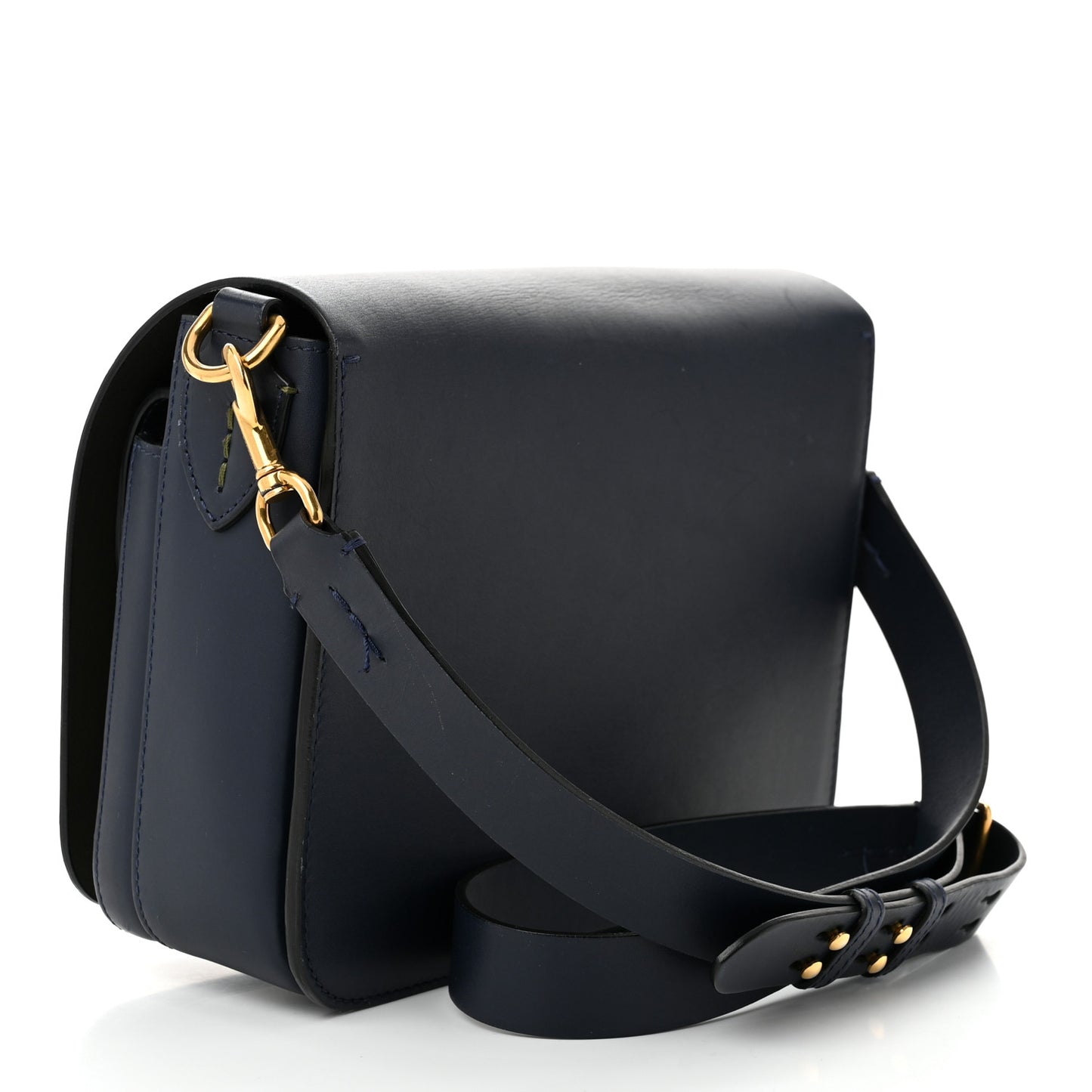 Calfskin Large Square Satchel Mid Indigo