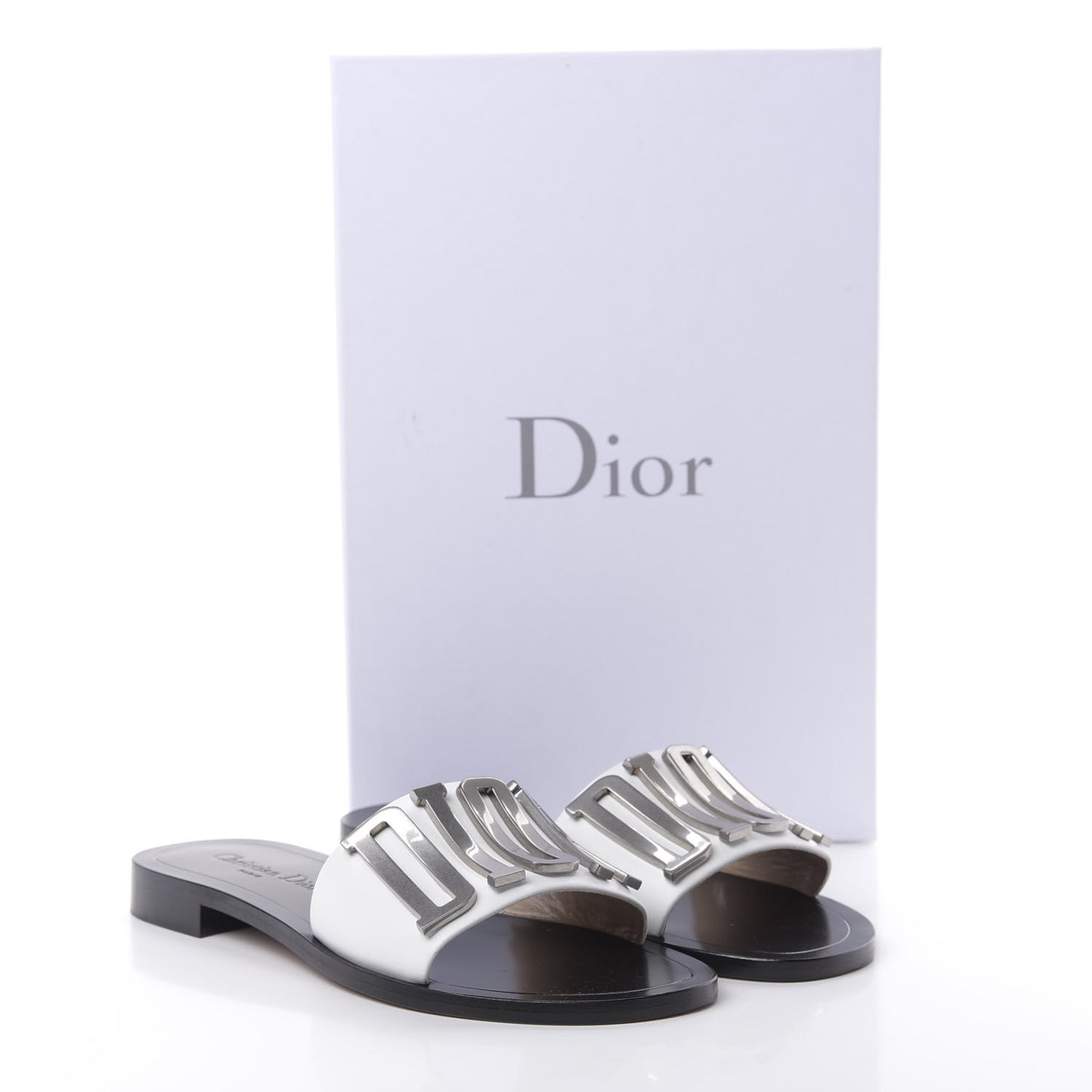 Calfskin Dio(r)evolution 10mm Slide Sandals 38 Off White