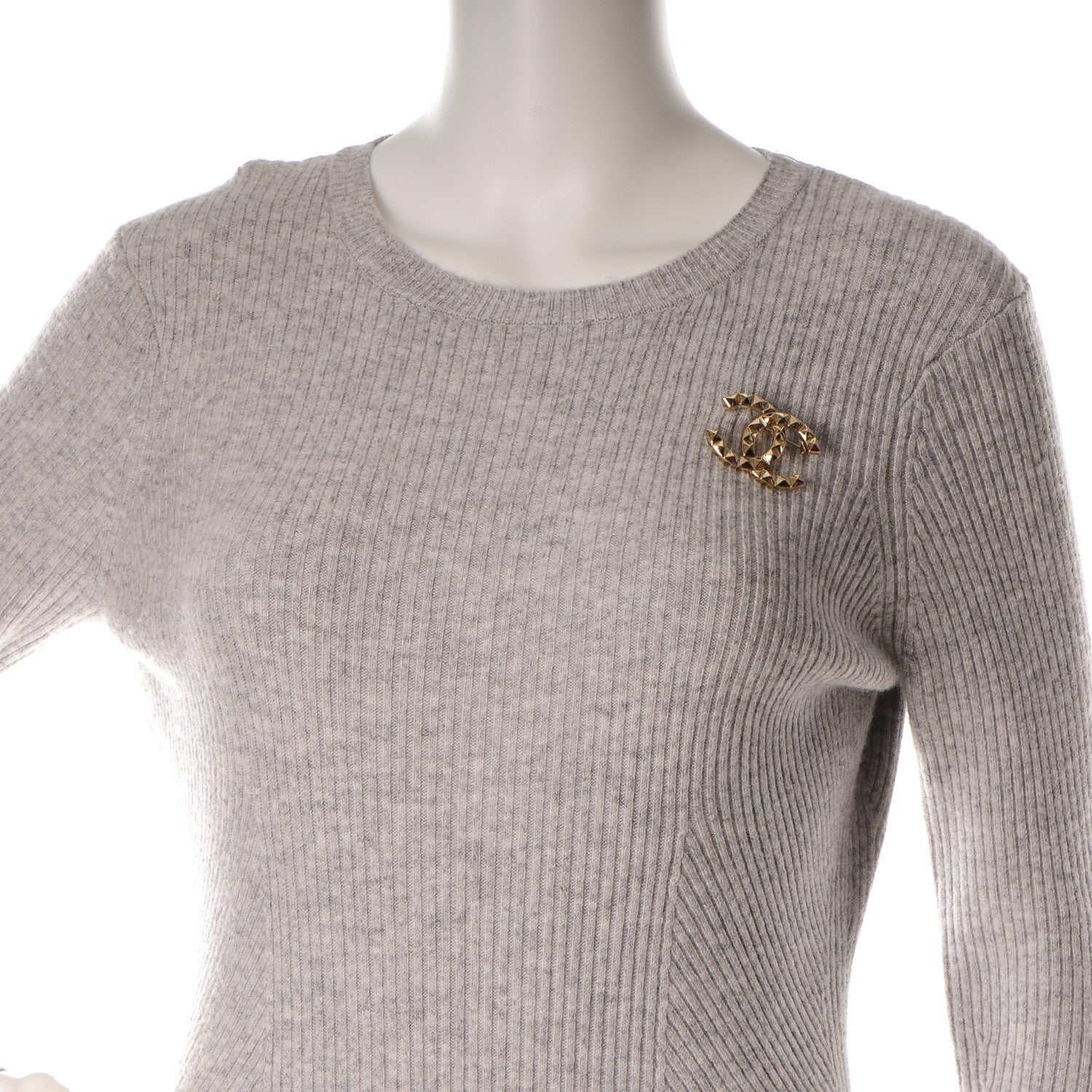 Chanel Studded CC Pin Brooch Gold 2 of 4