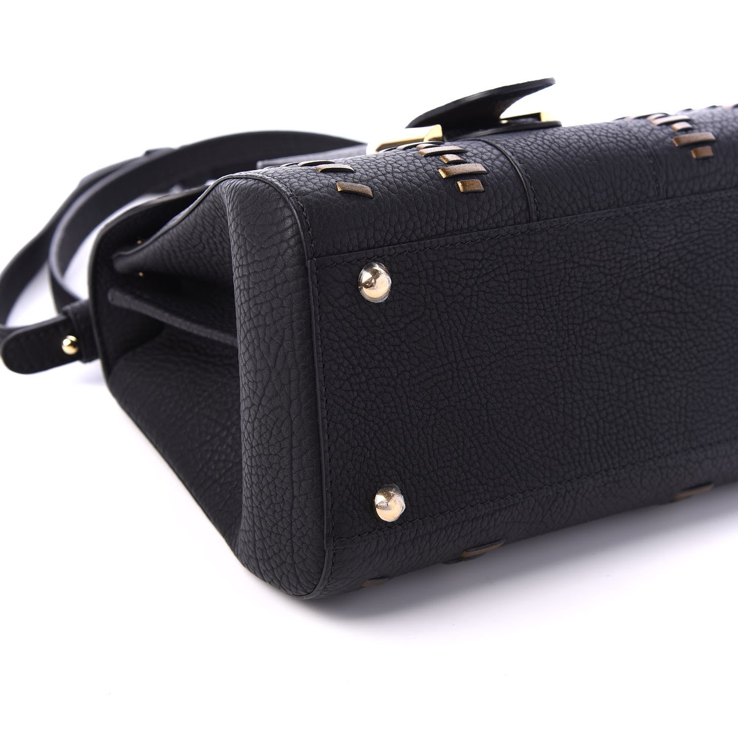 Delvaux Crispy Calfskin Tribal Stitch Mini Brillant Satchel Black Bronze 5 of 9