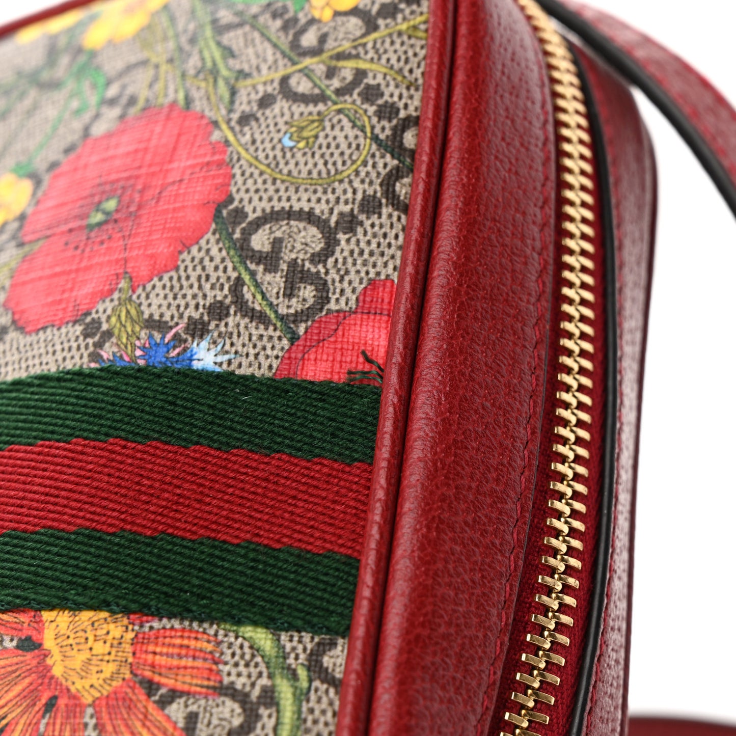 GG Supreme Monogram Flora Web Mini Ophidia Shoulder Bag Red